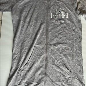 Gray Zip-Up Hoodie with Lake George Print